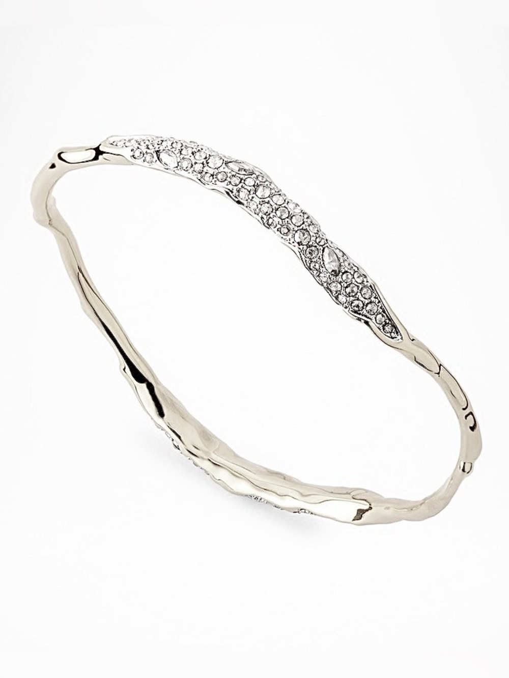 Alexis Bittar Silver Crystal Pavé Wave Bangle
